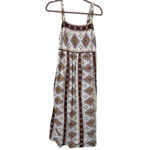 Sonoma Womens Small Multicolor Linen Sleeveless Maxi Dress Boho Western Aztec